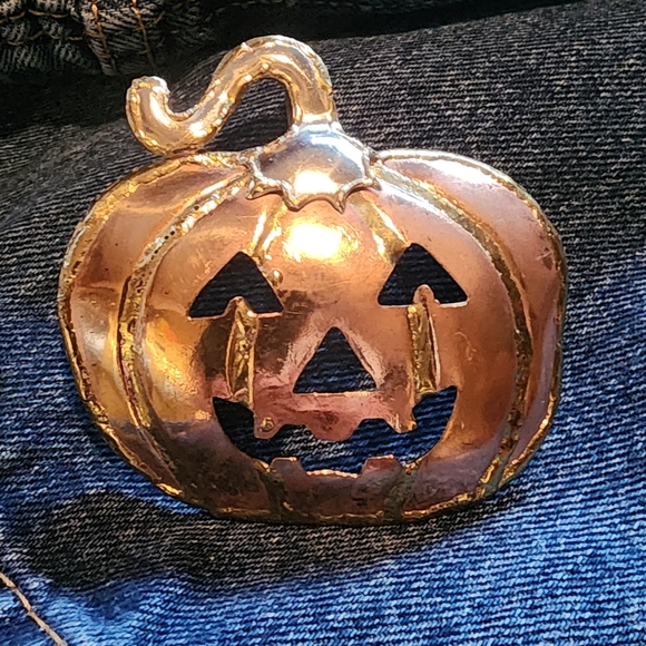 Costume Jewelry Jewelry - Handmade mixed metal pumpkin pendant brooch scarf pin fashion jewelry
